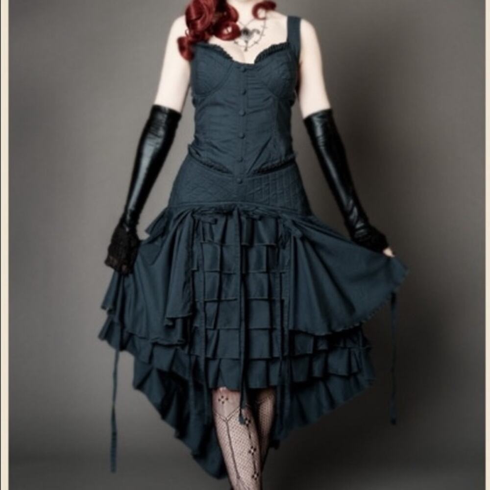 Heavy Red Dress Alice Splendeur Dement Tea Party Gothic Whimsigoth Blue Size XL